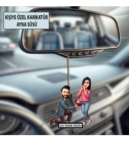 Sevgiliye Özel Karikatür Ayna Süsü – Sevgililer Günü Hediyesi Araç İçi Süs
