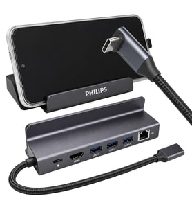 Philips SWR1691A/93 USB-C 6'sı 1 Arada Stand Tasarımlı Hub - 4K 60Hz HDMI, 1000Mbps LAN, 100W PD