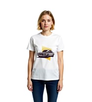Klasik Coupe Krom Şemsiye Retro Tasarım Baskılı Kadın Tişört