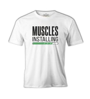 Bodybuilding Muscles Installing Beyaz Erkek Tshirt
