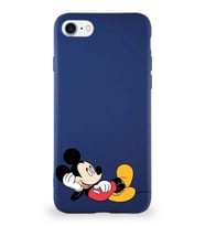 Apple iPhone SE 2022 Soft Premier Kapak Mickey Mouse-F Tasarımlı Silikon Kılıf - Lacivert (Şeffaf)