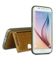 Pierre Cardin Galaxy S6 ile Uyumlu Deri Arka Koruma Paneli Kahve PCL-P11