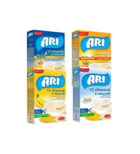 Arı Mama 7 Tahıllı Gece-Sütlü-Ballı İrmikli Kahvaltı- Sütlü Muzlu Pirinç Unu Kaşık Mama 4 x 250 g
