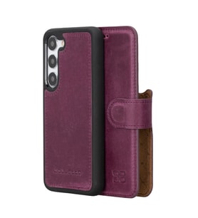 Bouletta Samsung Galaxy S23 Uyumlu Deri Cüzdanlı Kılıf CZ7 Mor