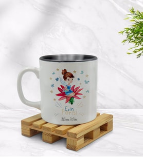 BK Gift Kişiye Özel Evin Perisi Tasarımlı İçi Siyah Renkli Kupa Bardak Model 2