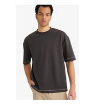 Defacto Loose Fit Antrasit Erkek T-Shirt C0147AX/AR221