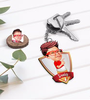 BK Gift Kişiye Özel İsimli Erkek Çocuk Karikatürlü Ahşap Anahtarlık-1