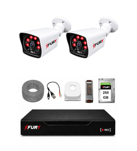 FURY 2 Kameralı Güvenlik Kamera Seti 2MP 1080P Full HD 6 Atom LED Gece Görüşlü 250GB HDD 5525