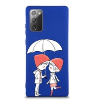 Samsung Galaxy Note 20 Uyumlu Lansman Kılıf Aşk Tasarımlı İçi Kadife Kapak-Lacivert (Şeffaf)