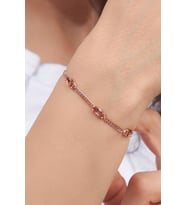 Gümüş Rose Renk Zultanit Taşlı Mekik Model Gurmet Zincirli Bileklik