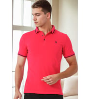 T9586 DEWBERRY ERKEK POLO YAKA T-SHIRT-FUŞYA