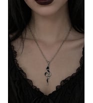 Gotik Yılan Figürlü Gümüş Renk Zincir Kolye Unisex Aksesuar