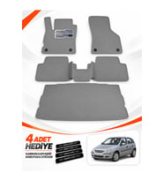 OPEL CORSA C (2000-2006) Uyumlu EVA Oto Paspas Bagaj Paspası Dahil Metal Topukluklu Açık Gri