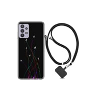 Samsung Galaxy A32 Kılıf Silikon Ipli Boyun Askılı Desenli Line Planet 1736