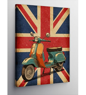 Kanvas Tablo Union Jack ve Retro Vespa