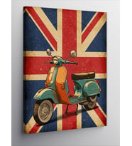 Kanvas Tablo Union Jack ve Retro Vespa