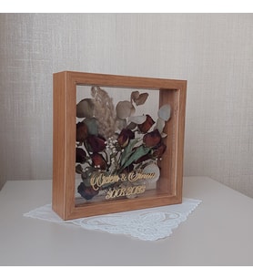 İsimli 25x25 Cm Çift Yönlü Bambu Derin Gül Çerçevesi! Gelin Buketi Çerçevesi!