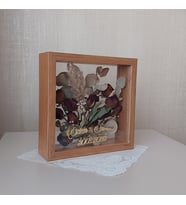 İsimli 25x25 Cm Çift Yönlü Bambu Derin Gül Çerçevesi! Gelin Buketi Çerçevesi!