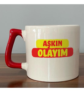 Aşkın Olayım Baskılı Kırmızı Kulplu D Kupa