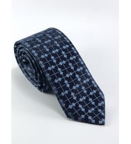 PİERRONİ Lacivert Mavi Desenli Slim Kravat