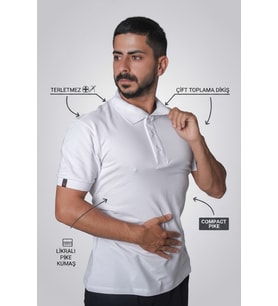 LUXIC CORE Erkek Polo Yaka Tişört Likralı Pike Kumaş Slim Fit
