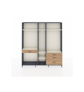 Arges Dolap 7 Raflı 4 Çekmeceli 3 Askılı 220x30x243 Antrasit-Aytaşı/Çam