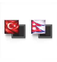 Buzdolap Magnetleri - Nepal Bayrağı ve Türk Bayrağı - 2'li Set Magneti