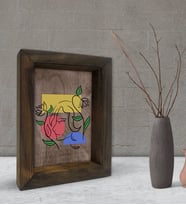 BK Gift Woman Line Tasarımlı Dekoratif Doğal Masif Ahşap Çerçeve 15x20cm-6 (Beyaz)