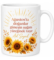 İsimli Ağustos Ayı Doğumlu Kişiye Özel Baskılı Kupa Bardak Hediye