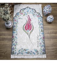 İsme Özel Hediyelik İnce Pamuk Seccade Fuşya - Lale 70x117 cm - 370 gr