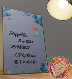 Kişiye Özel Mesajlı Kendin Tasarla Spotify Şarkı Barkodlu Erkek Bebek Doğum Günü Hediyesi Doğum Günü Parti Masa Süsü Fotoğraf Çerçevesi