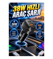 38W Hızlı Şarj Destekli Araç İçi Çakmaklık Şarj Cihazı Type-C ve USB Çıkışlı