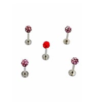 Renkli Taşlı Çelik 5 Adet Kaş Tragus Piercing