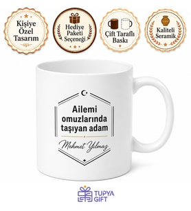 Lider Baba Yazılı Güçlü Tasarım Kupa Bardak Babalar Günü Hediyesi