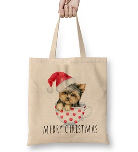 Cute Merry Christmas Yılbaşı Yeni Yıl Konseptli Bez Çanta Uzun Saplı