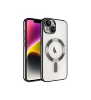 Apple iPhone 15 PLUS Kılıf Kamera Lens Korumalı Renkli Magsafe Şeffaf Silikon (Gümüş)