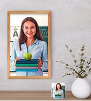 BK Gift Kişiye Özel Kadın Öğretmen Yağlıboya Tasarımlı Dekoratif Retro Ahşap Çerçeveli Tablo-1