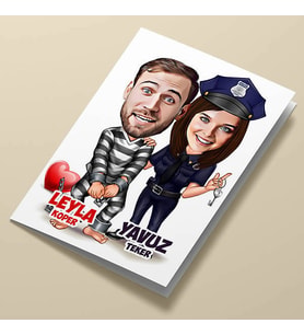 Kişiye Özel Ben Sana Mahkumum Karikatürlü Tebrik Kartı