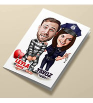 Kişiye Özel Ben Sana Mahkumum Karikatürlü Tebrik Kartı