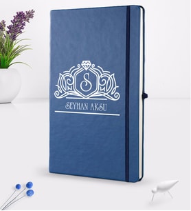 BK Gift Kişiye Özel İsimli Lacivert Termo Deri Defter 16x24cm Model 13