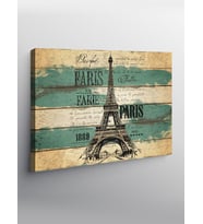 Kanvas Tablo Paris Temalı Ahşap Tasarım