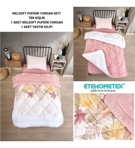 ETE HOMETEX TEK KİŞİLİK LÜX WELSOFT YORGAN ALENA PUDRA 155X215CM 8696474231928