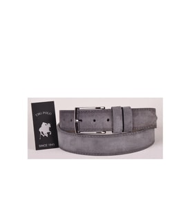 Trg Polo 4,5 Cm Gri Hakiki Nubuk Deri Kemer -0159