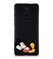 Xiaomi Redmi K20 Soft Premier Kapak Mickey Mouse-F Tasarımlı Silikon Kılıf - Siyah (Şeffaf)