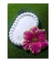El Yapımı Beyaz Bubble Takı Tabağı ve Fuşya Hibiskus Çiçek Toka