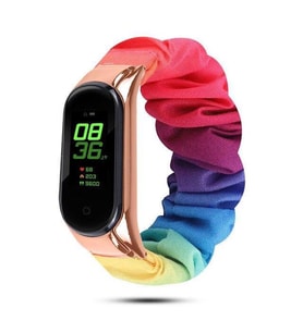 Xiaomi Mi Band 5 Akıllı Bileklik Tasarım Kayış Kordon Pembe Detaylı Gökkuşağı (Karışık)