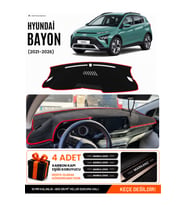 e-biz HYUNDAİ BAYON (2021-2026) Uyumlu Torpido Örtüsü, Torpido Kılıfı - Siyah-Kırmızı - HU012
