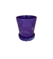Altlıklı Dekoratif Saksı,Beton Saksı 1.2 Lt (Mor-Beyaz)