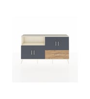 Arges Konsol 4 Raflı Tek Çekmeceli 4 Kapaklı 176x30x99 Aytaşı-Antrasit/Çam