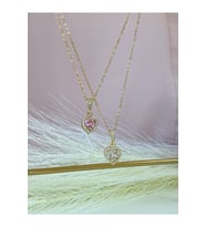 Pembe Zirkon Taşlı Kalp Çelik Kolye (Standart)